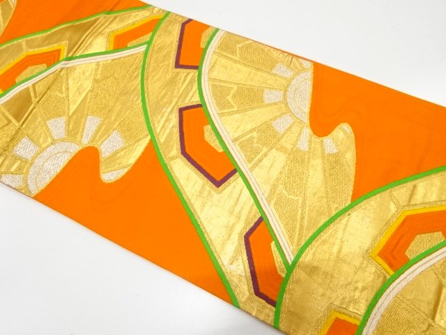 JAPANESE KIMONO / ANTIQUE FUKURO OBI / SILK / WOVEN WHEEL